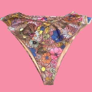 Beach Riot + Cella Jane Daisy Cheeky Coverage High Rise Bikini Bottom sz Medium